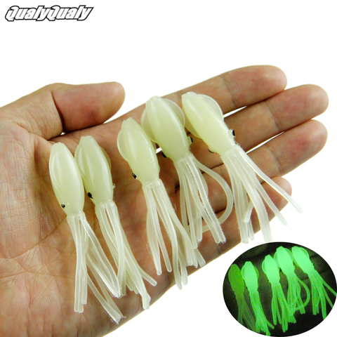 15 pcs 75mm 4g Octopus Squid Leurre De Pêche Lueur Lumineux Doux poulpe Jupe Wobblers Leurres pesca Appâts Artificiels pour La Pêche en Mer ► Photo 1/1