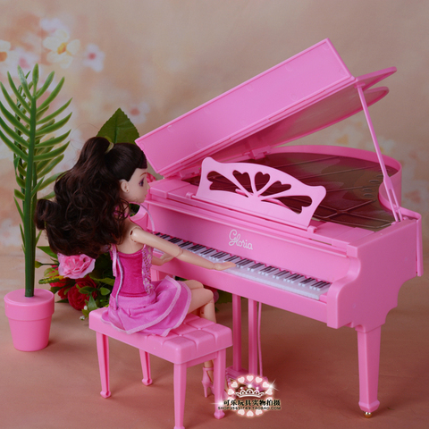 Accessoires pour poupées barbie, piano de simulation rose, jouet à faire soi-même, ensembles de jeu, cadeau d'anniversaire pour filles, nouvelle collection ► Photo 1/6