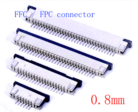 Connecteur 10 pièces FFC/FPC, connecteur plat de 0.8mm, 5 broches 6 7 8 10 12 14 16 20 22 24 26 28 30P, Contact supérieur ► Photo 1/1