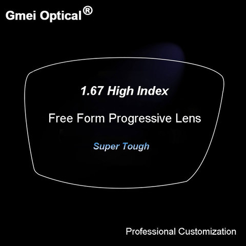 Lentilles optiques multi-focales progressives sans ligne, Prescription numérique, personnalisées avec revêtement Anti-reflet, 2 pièces, 1.67 ► Photo 1/6