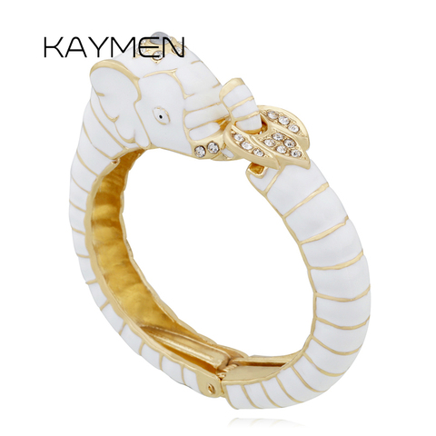 Nouveau Style Animal éléphant déclaration Bracelet Bracelet pour les femmes incrusté strass émail manchette Bracelet 8 couleurs bijoux de fête ► Photo 1/6