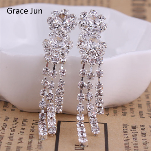 Grace Jun nouveauté strass cristal gland Clip sur les boucles d'oreilles pas percé pour fille fête besoin pas d'oreille trou boucles d'oreilles Style coréen ► Photo 1/6