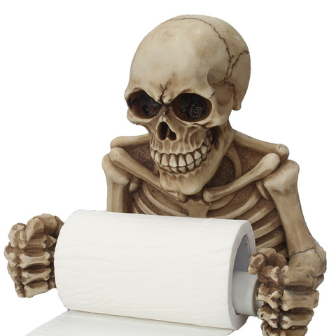 Statue de crâne créative porte-rouleau de papier Sculpture murale en résine décor de bureau à domicile cadeau décoration de fête d'halloween Dropshipping ► Photo 1/6