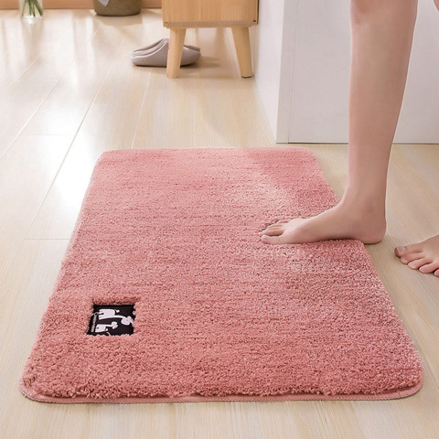 Tapis de bain en Fiber de coton Super absorbant, tapis de sol pour baignoire, paillasson pour la salle de bain, les toilettes, la salle de bain, 4 tailles ► Photo 1/6