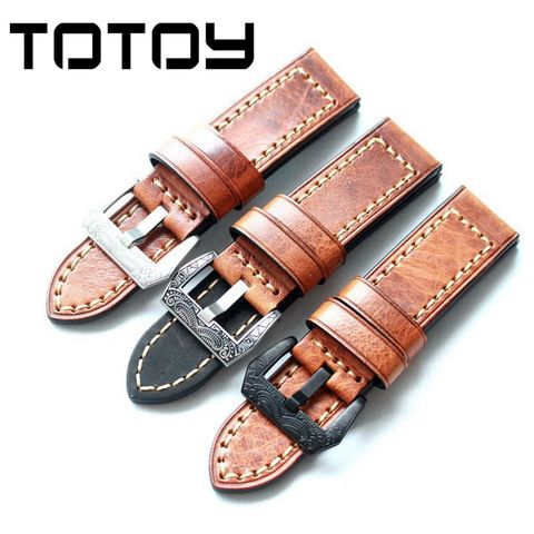 TOTOY – bracelets de montre en cuir de vache italien doux, 22MM 24MM, adaptés au bracelet PAM111, bracelets rétro pour hommes ► Photo 1/6