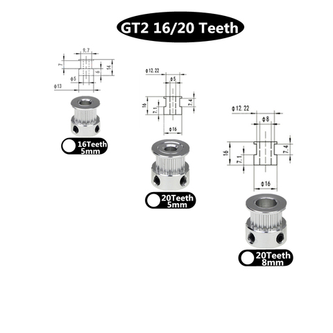 3D Imprimante Pièces Accessoire GT2 20 Dents 20 Dents Alésage 5mm/8mm Timing Alumium Poulie Fit pour GT2-6mm Calendrier Ouvert Ceinture ► Photo 1/4