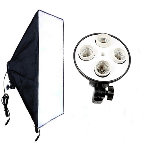 Kit d'éclairage vidéo Studio Photo 50*70 cm boîte à lumière Softbox + 4 x E27 douille lampe tête équipement de lumière photographique ► Photo 1/6