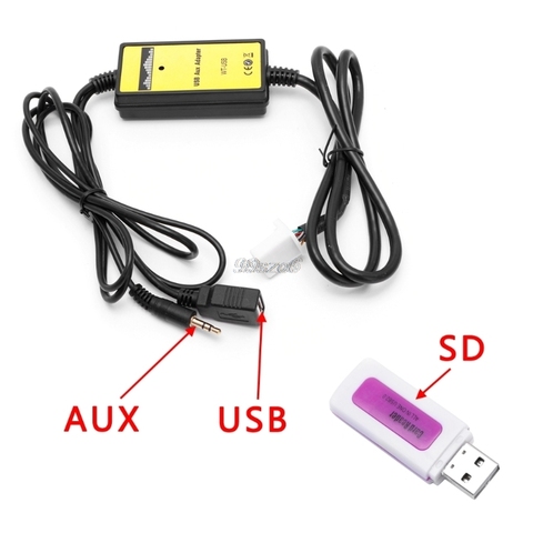 Adaptateur de câble Audio Aux USB professionnel pour voiture, lecteur MP3, Interface Radio, 2x6 broches, pour Toyota Camry/Corolla/Matrix ► Photo 1/6