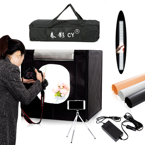 CY, boîte souple de tente lumineuse pour Studio de Photo, 60*60 cm, boîte souple pour tente lumineuse, + sac Portable + adaptateur AC pour le nettoyage de bijoux ► Photo 1/6