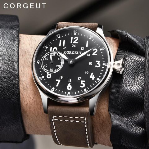 Corgeut – montre-bracelet mécanique en cuir pour homme, 17 bijoux, ST3600 Seagull, 6497 ► Photo 1/6