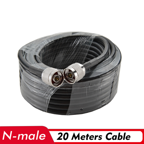 Câble Coaxial N mâle de 20 mètres à faible perte, 50 à 5 câbles noirs de 20 M, avec antenne extérieure/intérieure et Booster de Signal ► Photo 1/1