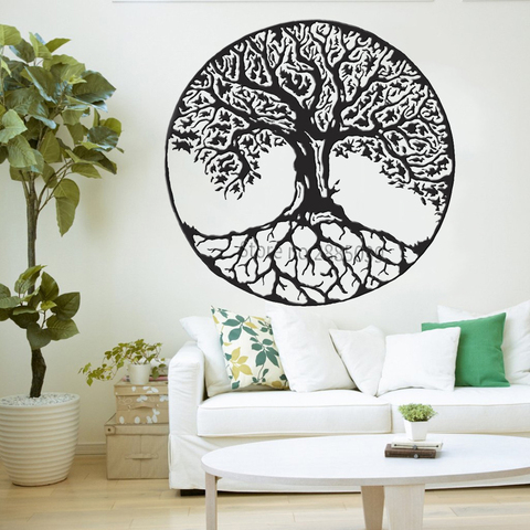 Arbre de vie Stickers muraux vinyle grand arbre Stickers muraux arbres décoration murale kabbale symbole Art peintures murales fonds d'écran Yoga chambre LC998 ► Photo 1/6