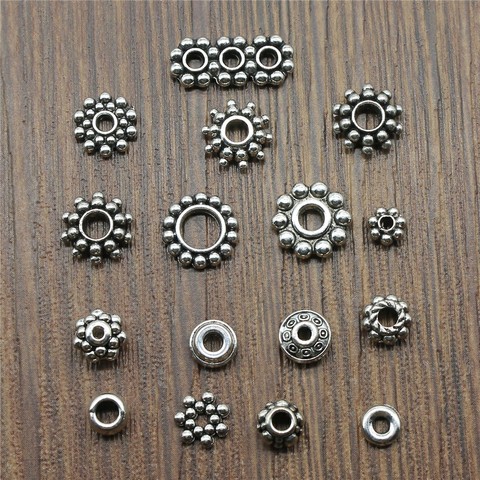 40 pcs / lot Antique couleur argent petites perles d'espacement pendentifs à breloque bijoux accessoires bricolage petites perles d'espacement charmes ► Photo 1/2