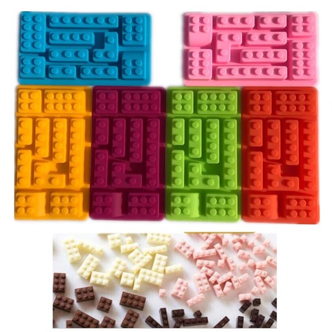 Moules à chocolat en Silicone, blocs de briques Lego rectangulaires, 10 trous, bricolage, plateau à glaçons, outils à gâteaux, moules à Fondant ► Photo 1/6
