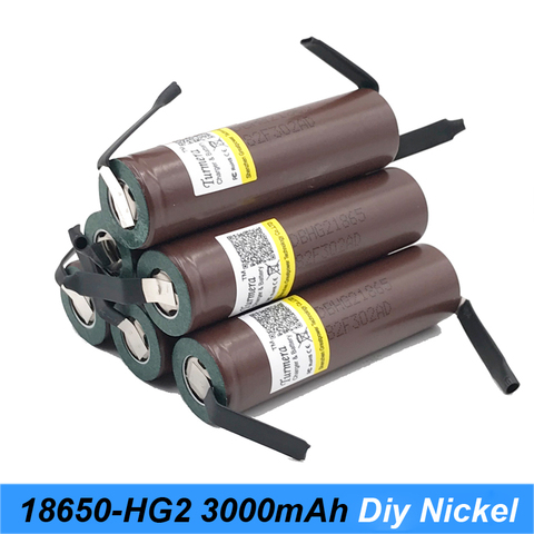 Batteries soudées pour tournevis, courant élevé 30a, bricolage nickel inr18650 HG2, 18650 mAh, 3000 hg2 ► Photo 1/6