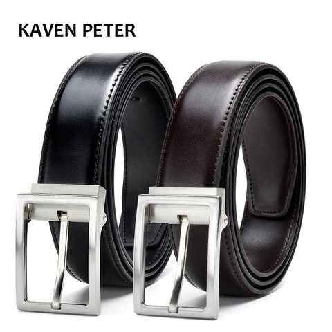 Hommes Ceintures Or Métal Véritable Cuir Mens De Luxe Sangle Mâle Ceinture Formelle Hommes de Pantalon Ceinture Cintos Masculinos Ceinture Homme ► Photo 1/6