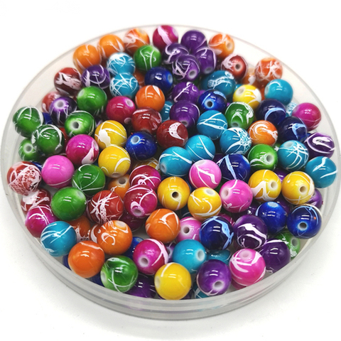 Perles rondes multicolores en acrylique pour fabrication de bijoux, accessoire de bricolage, 6mm – 20mm, # YKL28-35 ► Photo 1/6
