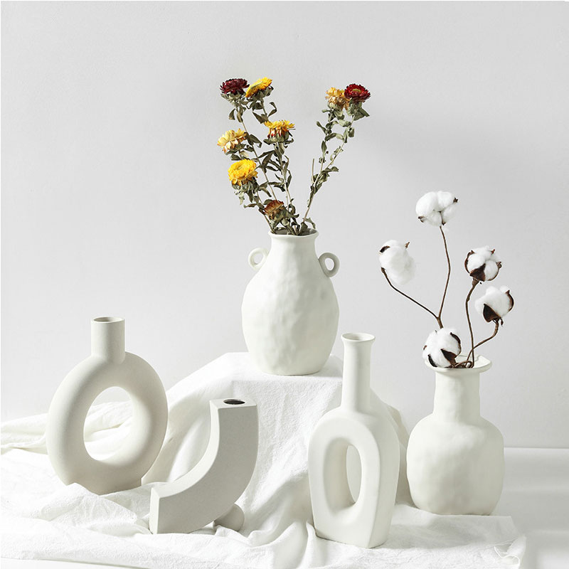 Bureau Ornements Pevfeciy Vase Nordique en céramique,Vase à Fleurs séchées en céramique Moderne Pot de Fleurs de Table Salon Art créatif décoration de Maison