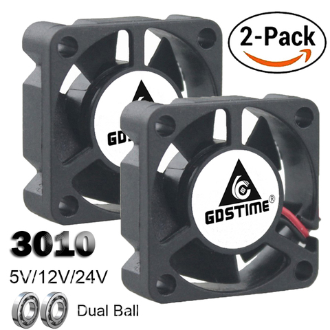 Gdstime – Mini ventilateur de refroidissement sans balais, 2 pièces, double roulement à billes DC 24V 12V 5V 3cm 30mm 30x30x10mm 3010 ► Photo 1/6