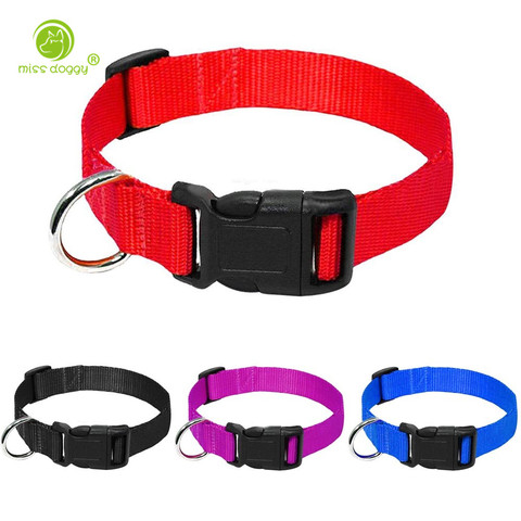 Sangle en Nylon collier pour chien pince robuste collier pour animaux de compagnie pour petits chiens moyens Chihuahua chien rouge noir bleu violet 20 ► Photo 1/6