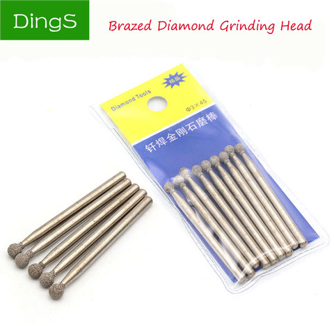 5 pièces/ensemble 3mm fraises diamantées Dremel outil rotatif forme sphérique tête de meulage Abrasive Dremel accessoires Dremel mèches diamantées ► Photo 1/5