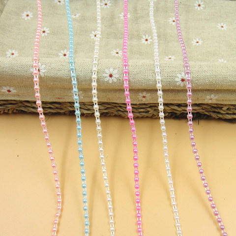 Perles d'imitation ABS 4mm, 5 mètres, pour bricolage, bijoux de mariage, bandeau artisanal ► Photo 1/6