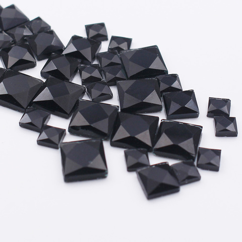 4mm 6mm 8mm 10mm forme carrée noir couleur brillant cristaux de verre strass Hotfix colle-dos strass pour la décoration de vêtements ► Photo 1/6