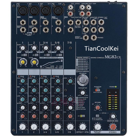 TIANCO MG82CX 8CH mélangeur professionnel scène DJ mélangeur 48 V alimentation fantôme DSP avec effets karaoké mélangeur audio console de mixage ► Photo 1/2