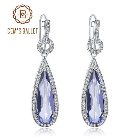 Boucles d'oreilles de BALLET en pierre précieuse pour femmes, bijou classique, Iolite bleue naturelle, Quartz mystique, goutte d'eau, argent Sterling 925 ► Photo 1/6