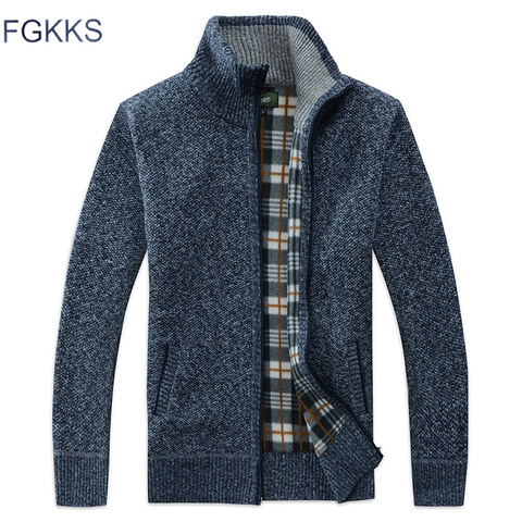 FGKKS – Cardigan de marque à col haut pour homme, vêtement d'extérieur, Slim, décontracté, avec poches, en tricot, à la mode, hiver ► Photo 1/6