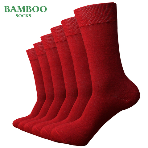 Match-Up hommes bambou rouge chaussettes respirant antibactérien homme affaires robe chaussettes (6 paires/lot) ► Photo 1/5