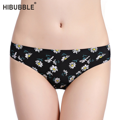 HIBUBBLE-culotte grande taille en maille pour femme, Tangas avec imprimé fleuri, sous-vêtements Sexy, sans couture ► Photo 1/6