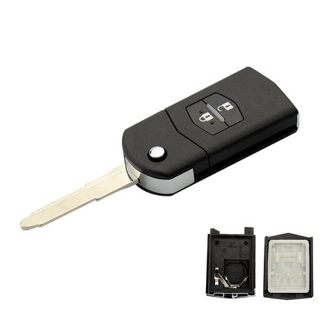 Coque de clé de voiture pliable à 2 boutons, pour MAZDA 2 3 5 6 RX8 MX5, lame vierge non coupée, étui de remplacement pour clé, accessoires Fob ► Photo 1/6
