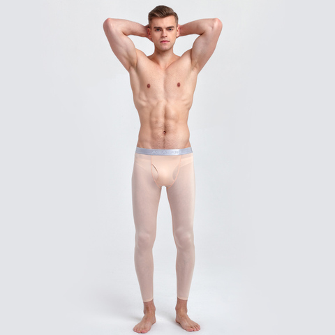 Legging Long sans couture pour hommes, slip Slim en soie glacée, serré, Ultra-fin, 2022 ► Photo 1/6