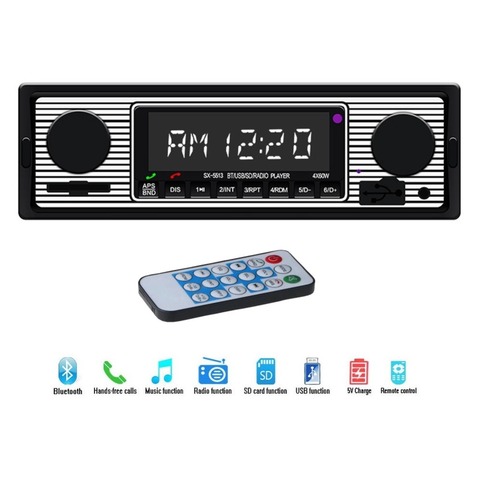 Autoradio stéréo Vintage Bluetooth, USB, AUX, classique, autoradio intégré, lecteur MP3, pour voiture ► Photo 1/6