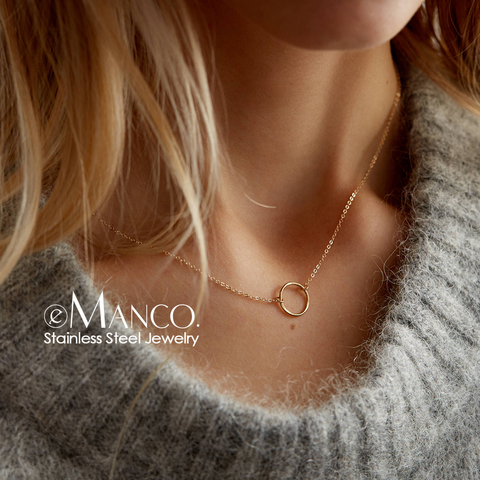 E-manco – collier ras du cou en acier inoxydable pour femme, pendentif délicat, bijoux à la mode ► Photo 1/6