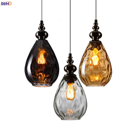 IWHD-lampe suspendue en verre au design nordique Vintage, luminaire d'intérieur, idéal pour un salon, une salle à manger, pendentif LED ► Photo 1/6