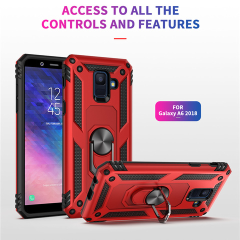 Pour Samsung Galaxy A6 A8 2022 A6plus A8plus étui béquille armure couvre pour Samsung A6 A8 Plus A6 + A8 + 2022 aimant étui de téléphone ► Photo 1/6