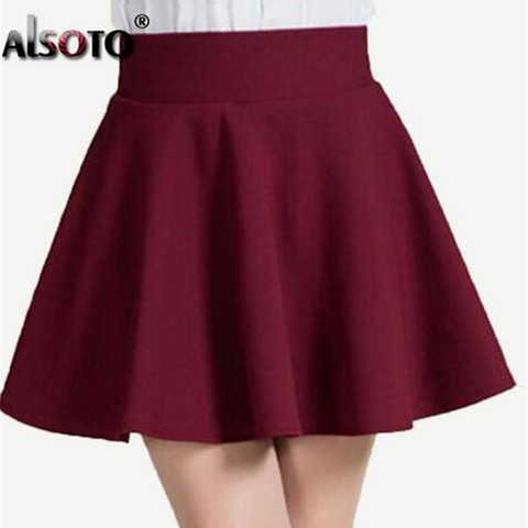 ALSOTO – mini jupe plissée à taille haute pour femme, vêtement d'été et d'hiver à la mode, noir et rouge ► Photo 1/6