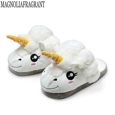 Pantoufles de maison de Licorne pour adulte, tailles 36 à 41, pour femme, jolies chaussures en fourrure de dessin animé unisexe, Licorne, Chinelo k46 ► Photo 1/6