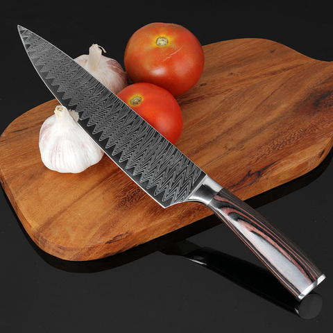XITUO couteau de cuisine professionnel, couteau de Chef 8 po, motif japonais, damas, acier inoxydable, viande, Santoku, cadeau ► Photo 1/6