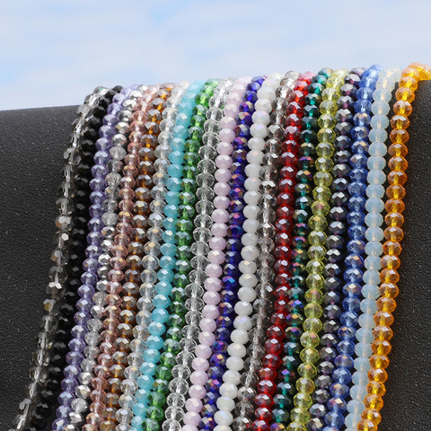 Perles rondes à facettes en verre de 2, 3, 4, 6, 8MM, en vrac, pour la fabrication de bracelets, accessoires, vente en gros ► Photo 1/6