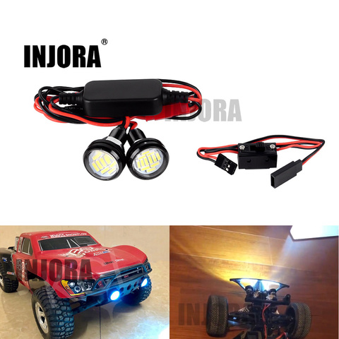 INJORA-phare pour voiture RC, 22MM, blanc, LED feux avec interrupteur, pour camion de Course courte, 1/10, Traxxas Slash ► Photo 1/6