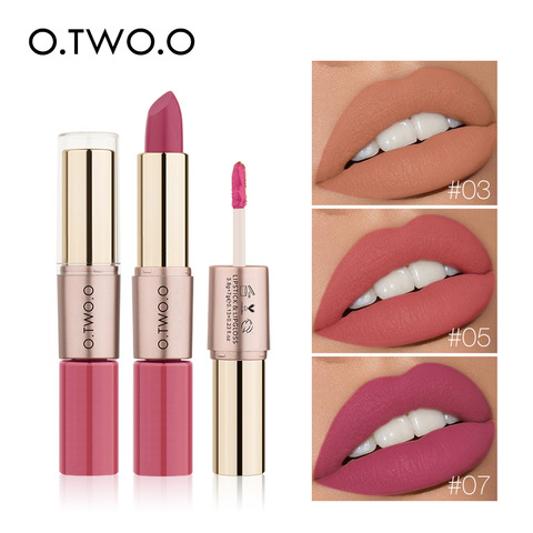 O.TWO.O 2 en 1 mat liquide rouge à lèvres et mat brillant à lèvres maquillage hydratant longue durée imperméable velours rouge à lèvres 12 couleurs ► Photo 1/6