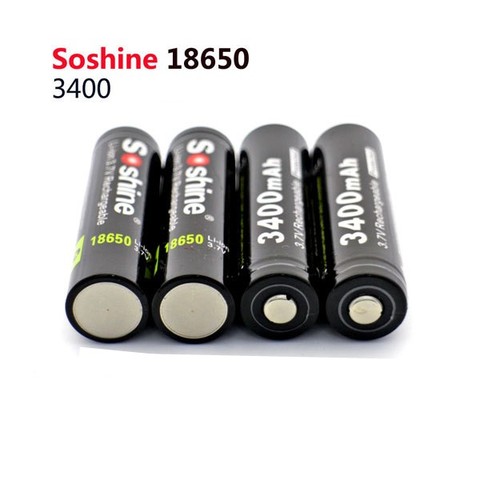 Soshine – lot de 4 Batteries Li-ion rechargeables, 18650, 3.7V, 3400mAh, haute décharge, avec boîte ► Photo 1/1