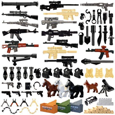 LegoINGlys militaire Swat arme blocs de construction pistolets Pack ville Police soldat constructeur série WW2 armée accessoires MOC briques jouets ► Photo 1/6