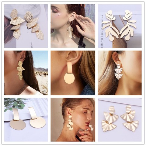 Boucles d'oreilles rondes exagérées européennes et américaines pour femmes, pendantes Vintage géométriques en métal, grandes boucles d'oreilles, cadeau de bijoux ► Photo 1/6