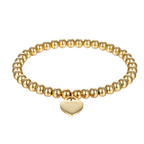 Bracelet en acier inoxydable pour femme, bijou de fête, pendentif cœur, corde élastique, perle, chaîne, nouvelle mode ► Photo 1/6