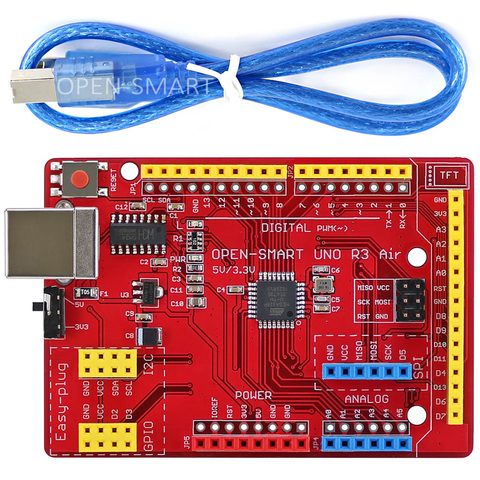 UNO R3 Air ATMEGA328P (CH340) carte de développement avec câble USB, module de carte TFT LCD /DS1307 RTC /TF à prise facile ► Photo 1/5