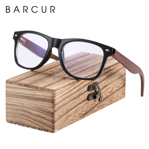 Lunettes Anti-rayons bleus en bois de BARCUR lunettes d'ordinateur lunettes optiques Anti-blocage des yeux lunettes filtrantes de jeu ► Photo 1/6